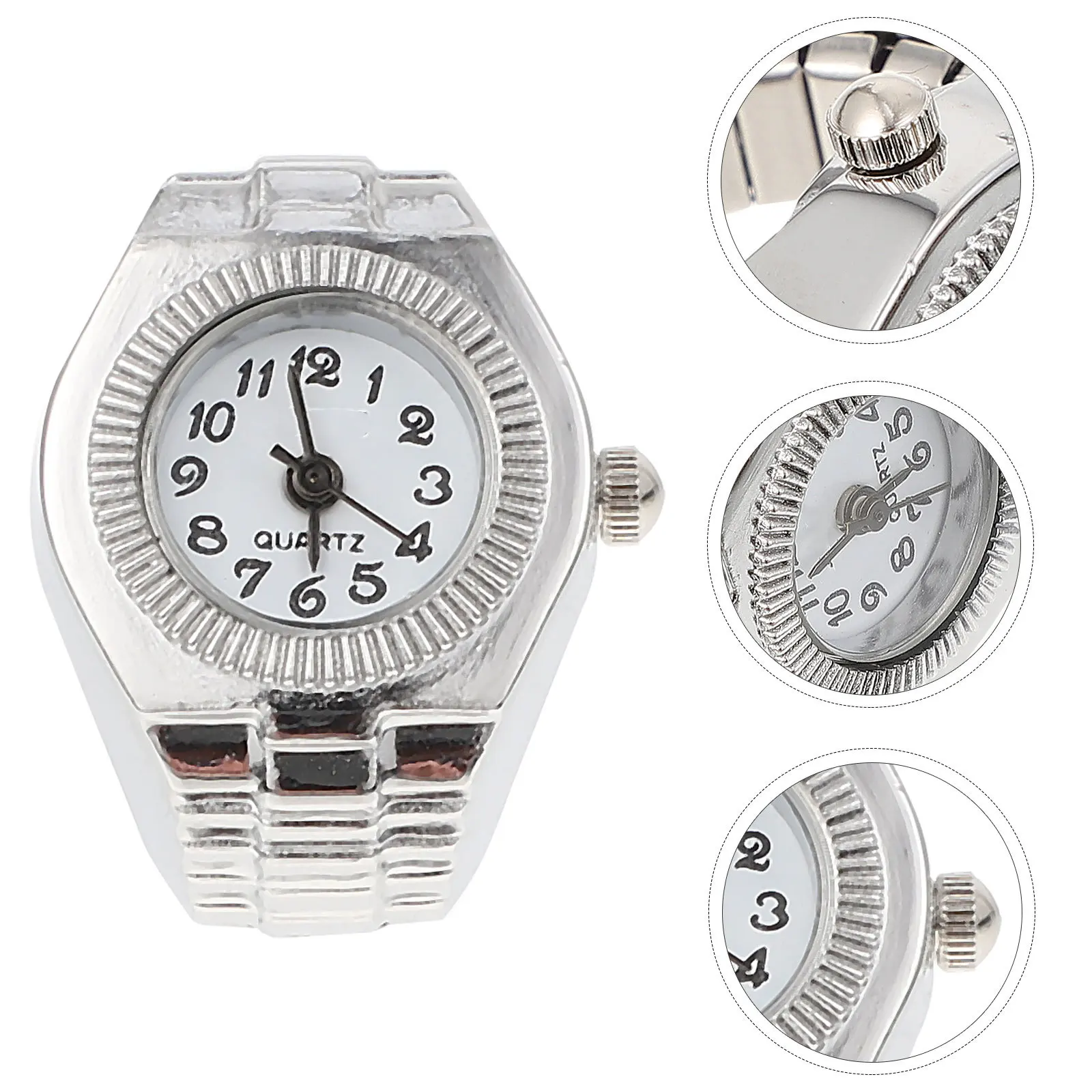 

1Pcs Lady Finger Watch Stylish Casual Quartz Ring Watch for Women Round Design Comfortable Wear Party Accessory