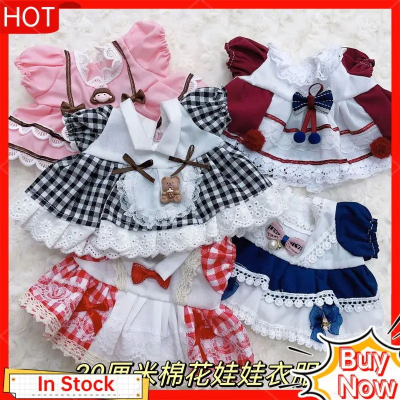 Zestaw ubranek dla lalek bawełnianych 20 cm z wymiennymi ubraniami, spódniczka lolita, akcesoria do miniaturowego domku dla lalek, uroczy słodki styl.