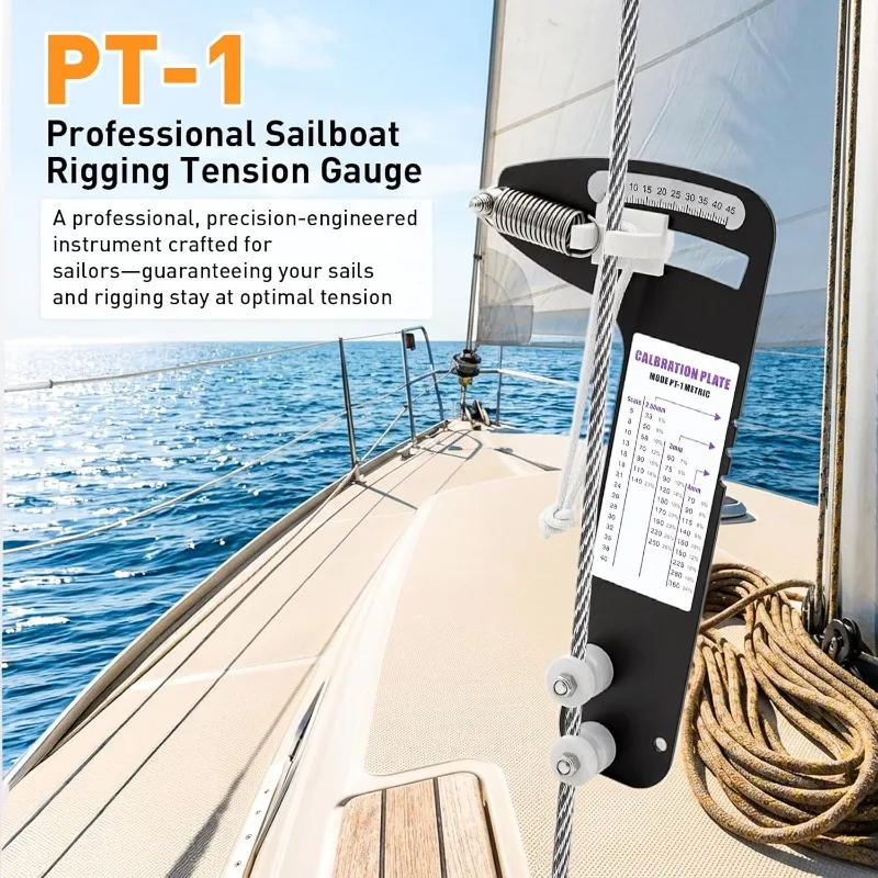 PT-1M 800lbs Segelboot-Spannungsmesser, professionelles, robustes, präzises Seilspannungsmessgerät aus Aluminiumlegierung – Detail 5