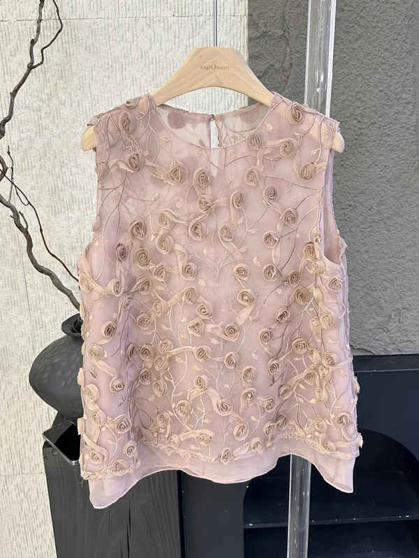 

Sweet Style Lace Sleeveless Vest Women's Summer 2026 Fashion Netting Layering Versatile No Sleeve Open Cardigan Slimming Effect