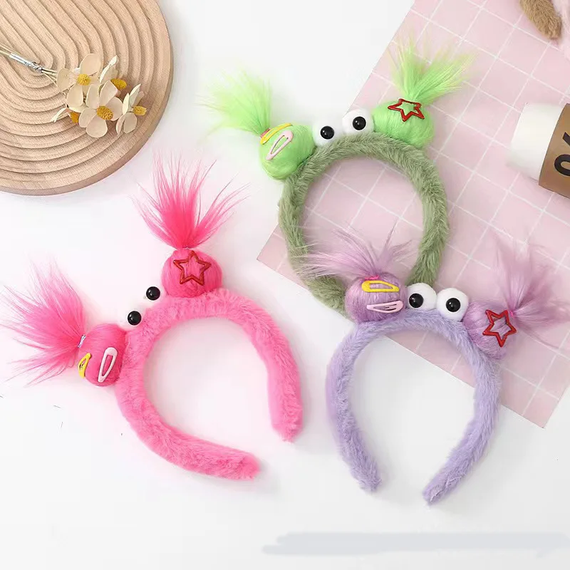 1 Pcs New Children\'s Funny Plush Ugly Doll Cute Personality Trend Design Hair Accessories Funny Happy Sister Headdress