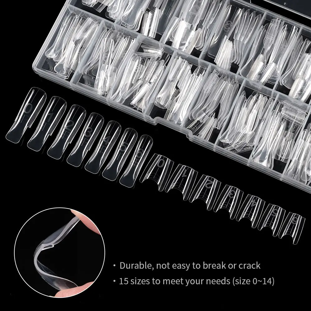 

Gorgellux Short Coffin Sandwich Dual Nail Forms Reusable Easy Release Handle Polygel French Nail Extension Tips Salon DIY 240PCS