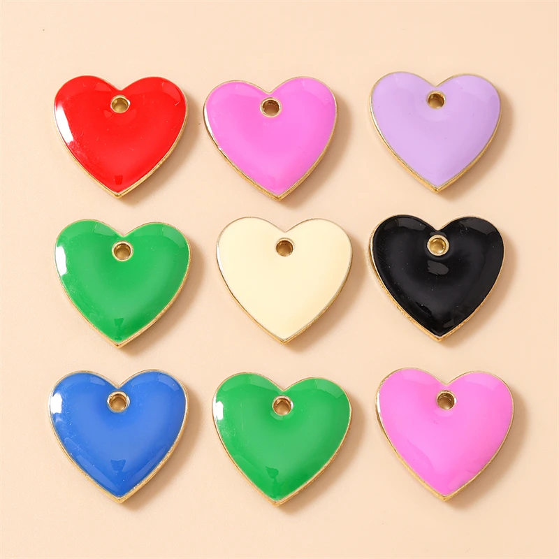 20 Stück niedliche, bunte Herzanhänger in verschiedenen Farben für Ohrhänger, Halsketten, Armbänder, DIY-Bastelarbeiten und Schmuckherstellung. – Detail 9