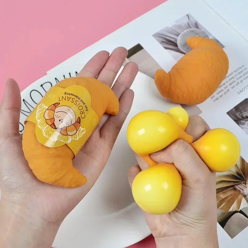 Croissant Bread Stress Toy Sensory Fidget Toy Stress Relief Fidget Toy for Kids & Adults Tricky Funny Squeeze Gifts
