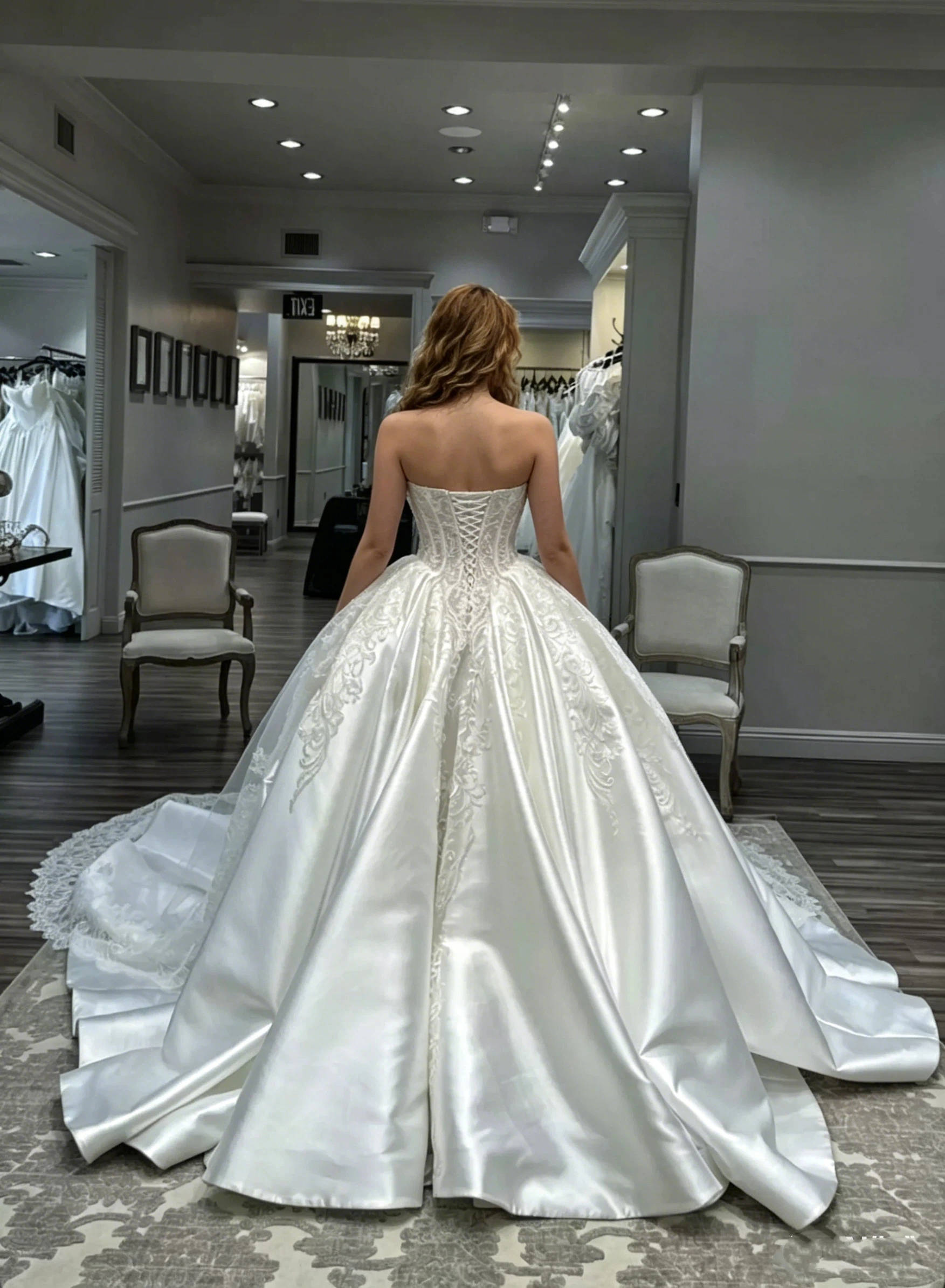 White A-line Satin Decal Women's Wedding Dress Sweetheart Off Shoulder Church Bridal Gown Vestido De Noiva 2026Customized