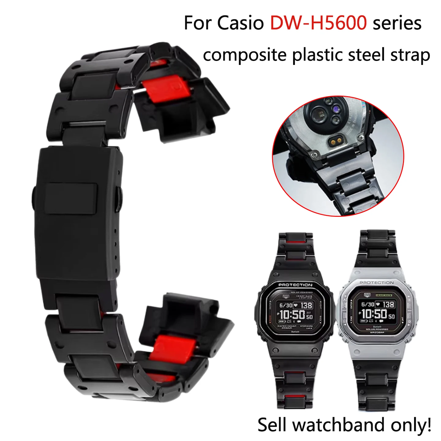 

Ремешок для часов DW-H5600, браслет 18 мм для Casio DW-H5600MB, модифицированный легкий композитный ремешок из пластика и стали, аксессуары для мужских часов