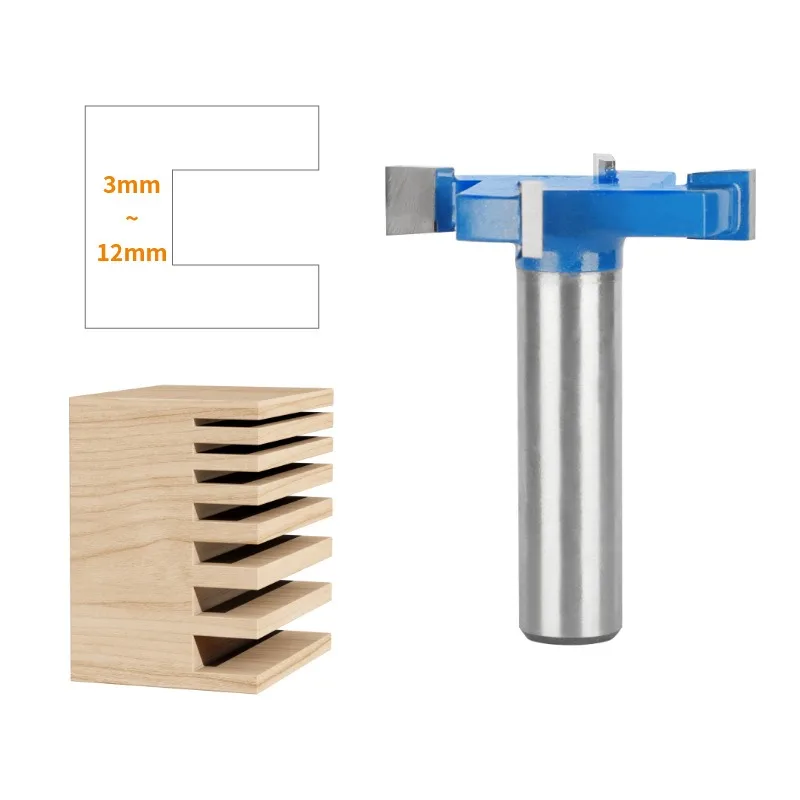 

1/2" 12mm Shank 4 Edge T Type Slotting Milling Cutter Woodworking Tools Router Bits for Wood Industrial Grade Tenon Joint-Router