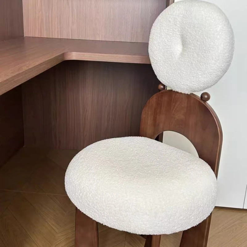 Stylish and Simple Dining Chair, Girls Bedroom Dressing Table Chair, Restaurant Furniture Retro Style Solid Wood Dressing Chair