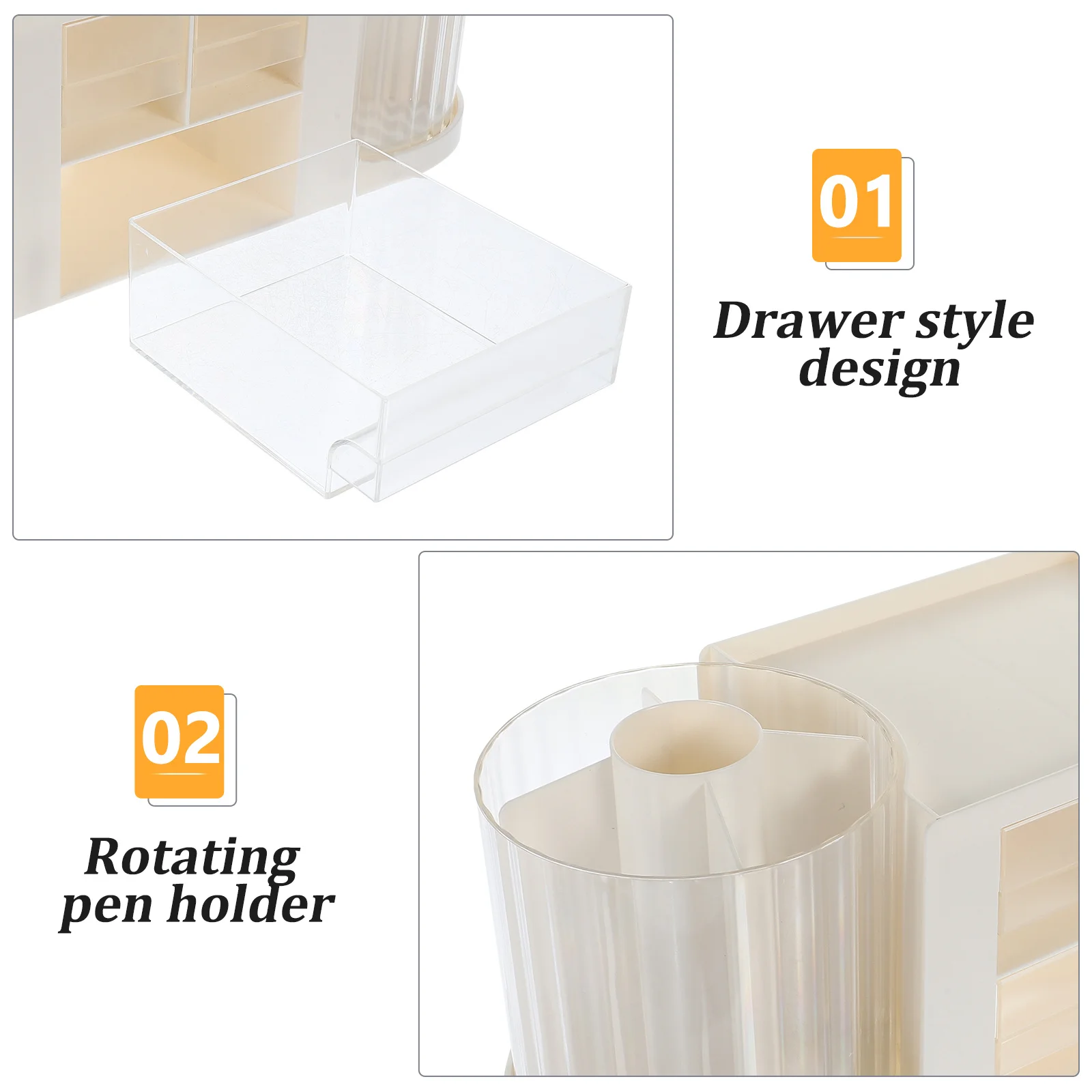 

Folding Double Rotating Pen Holder Office Stationery Organiser Desk Organizer