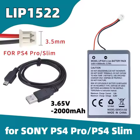 LIP1522 battery for SONY PS4 Pro PS4 Slim game console Wireless controller Playstation GamePad Replacement batteries with cable