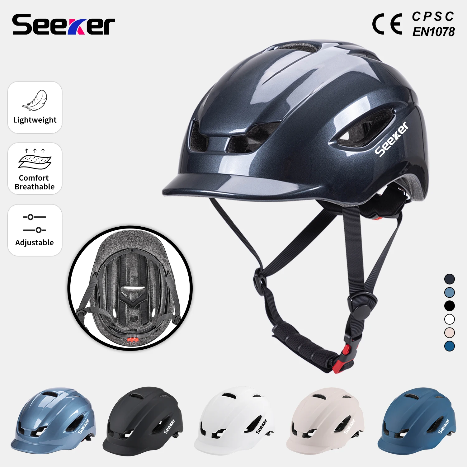 

Seeker Bicycle Helmet Men And Women Integrated Lightweight City Commuter Cycling Helmet Adult Outdoor Highway Bicycle Helmets