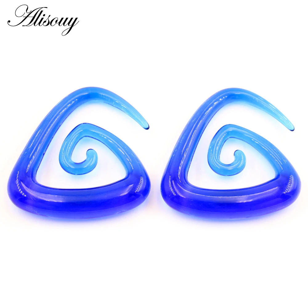 Alisouy 2pcs 1.6-10mm Irregul Triangle Acrylic Spiral Ear Tunnels Plugs Expander Stretcher Earrings Gauges Body Piercing Jewelry