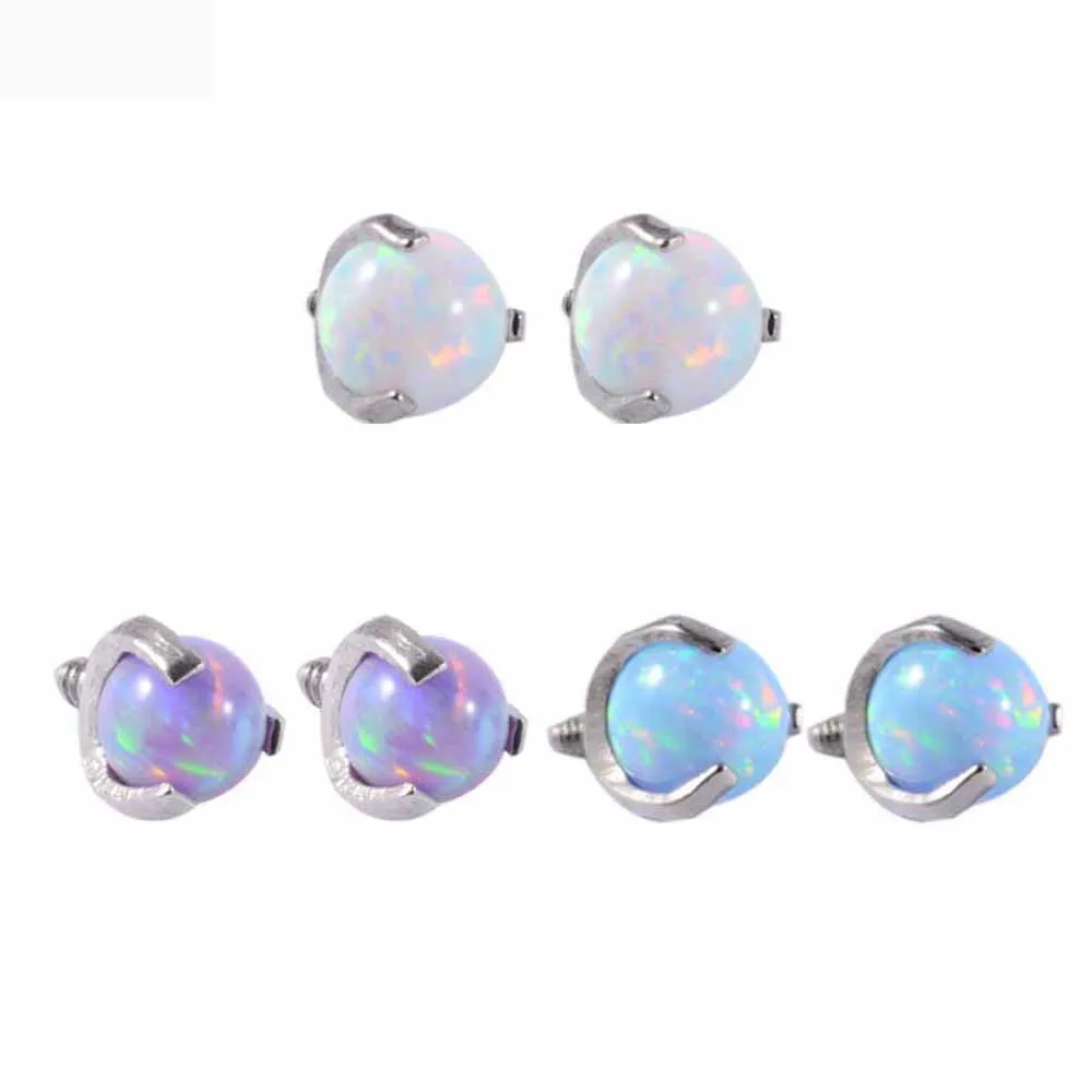 5pcs Sweet 16G Grab Opal Ball Bone Nail Internal Tongue Nail Exquisite Piercing Jewelry