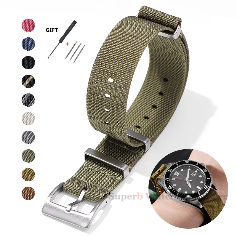 Ribbed Strap For Military Ballistic Fabric Replacement Watchband 18mm 20mm 22mm Premium Quality Nylon Watch Band Accessories