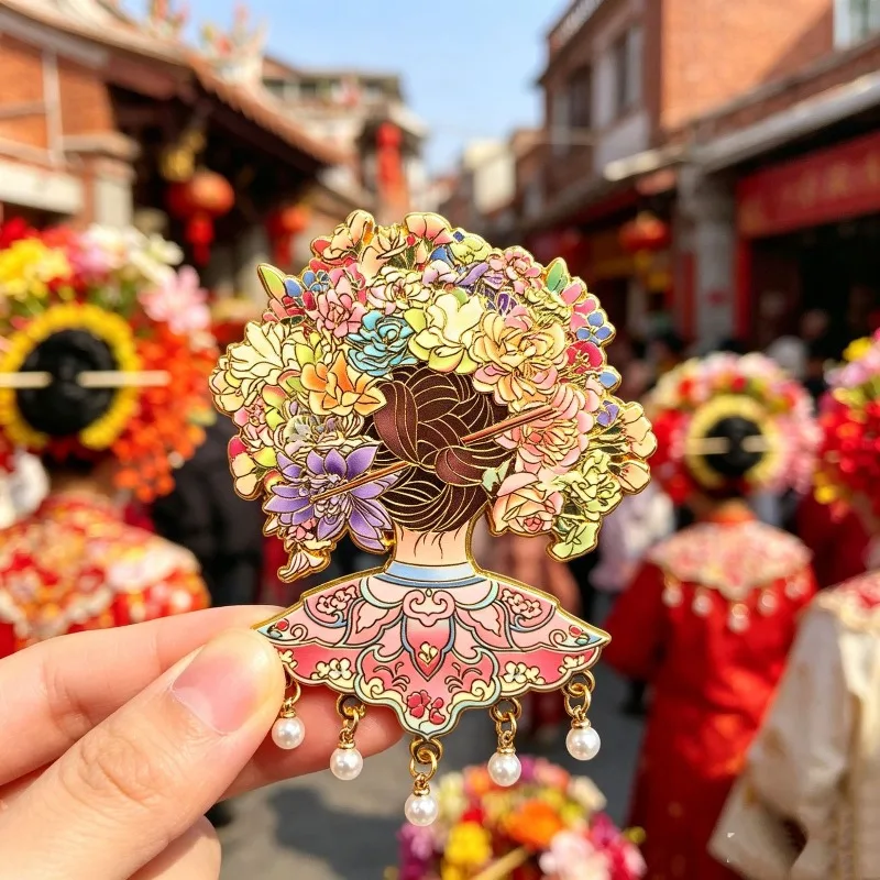 Intangible Cultural Heritage Fujian Zanhua Relief Refrigerator Magnet Metal Souvenir Cultural Creative Bestie Gift Home Decor
