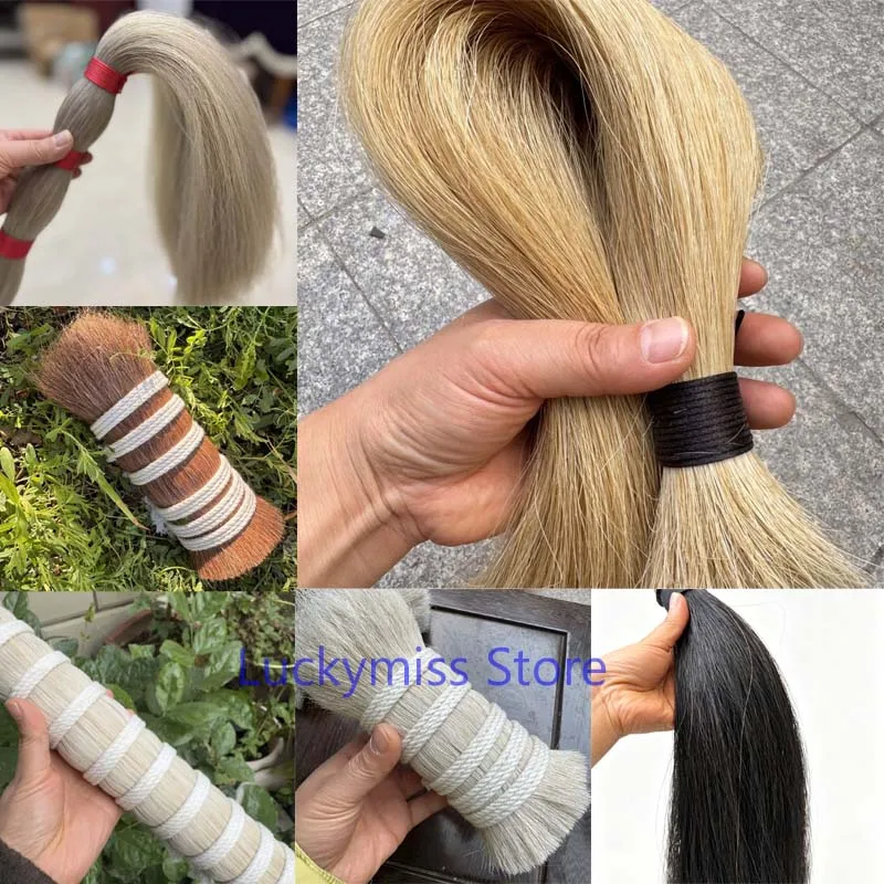 Natural Horse Tail Neck Hair Pure Horsehair Stiff Elastic Bristle Raw Material for Duster Brush DIY Handicraft Home Decoration