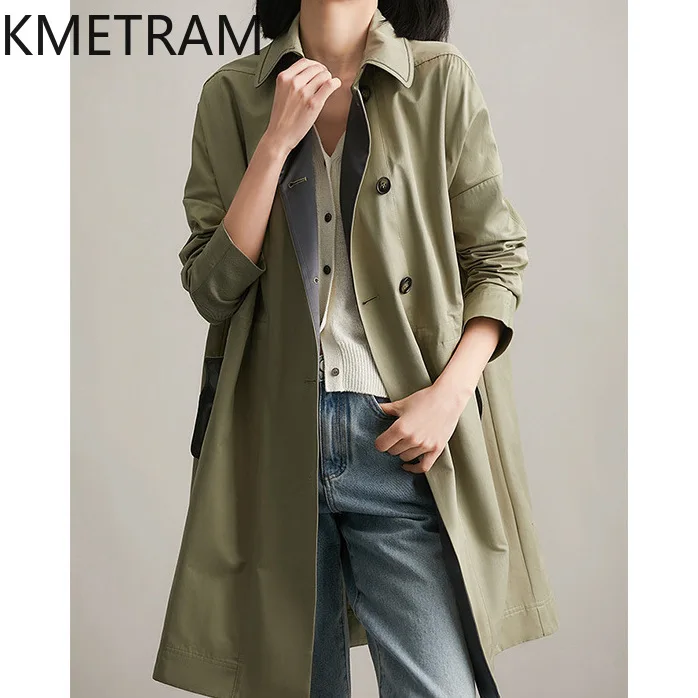 KMETRAM Fashion Trench Coats Elegant New in Outerwears Korean Style Mid Length Jacket Fall Clothes Women 2024 Ветровка Женская