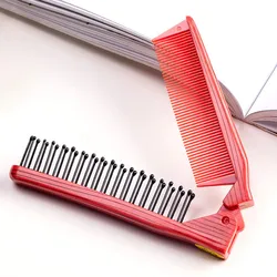 Comb 2 In One Foldable Double Headed Red Hairdressing Comb Anti Static Long Hair Voluminous Scalp Massage Comb Styling Tool