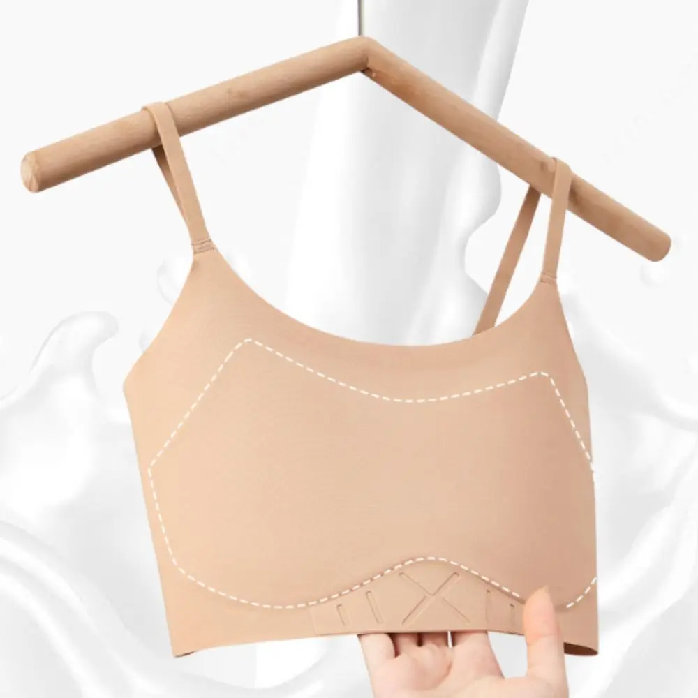 

Solid Color Breast Binding Wireless Bra Slim Ice Silk Underwear for Women Ultra-thin U Neck Girls Seamless Bra Female