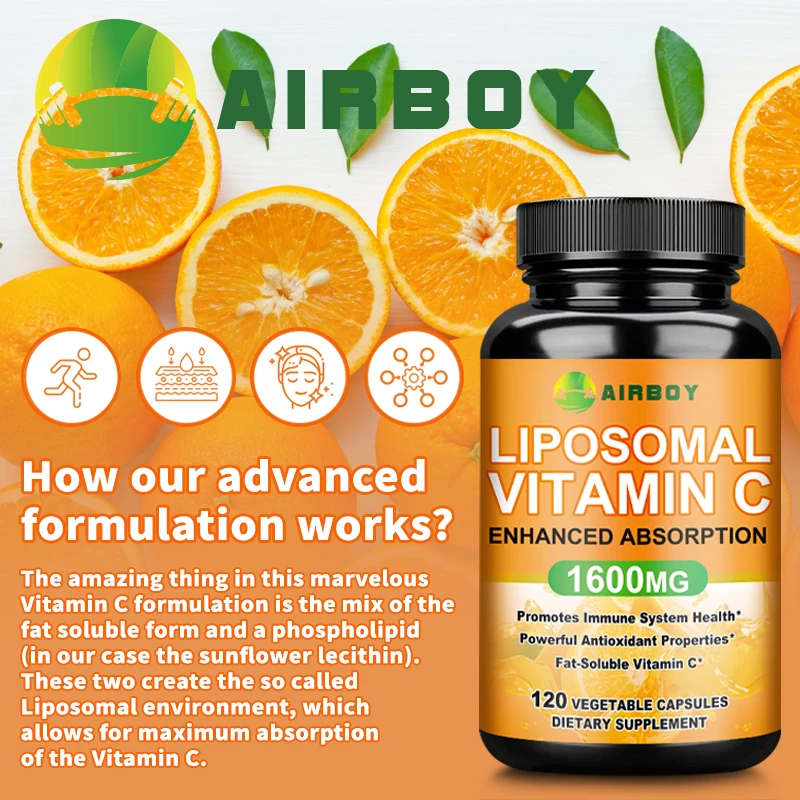 Liposomal Vitamin C - Highly Absorbable Fat Soluble VIT C, Antioxidant Supplement, Immune System Booster