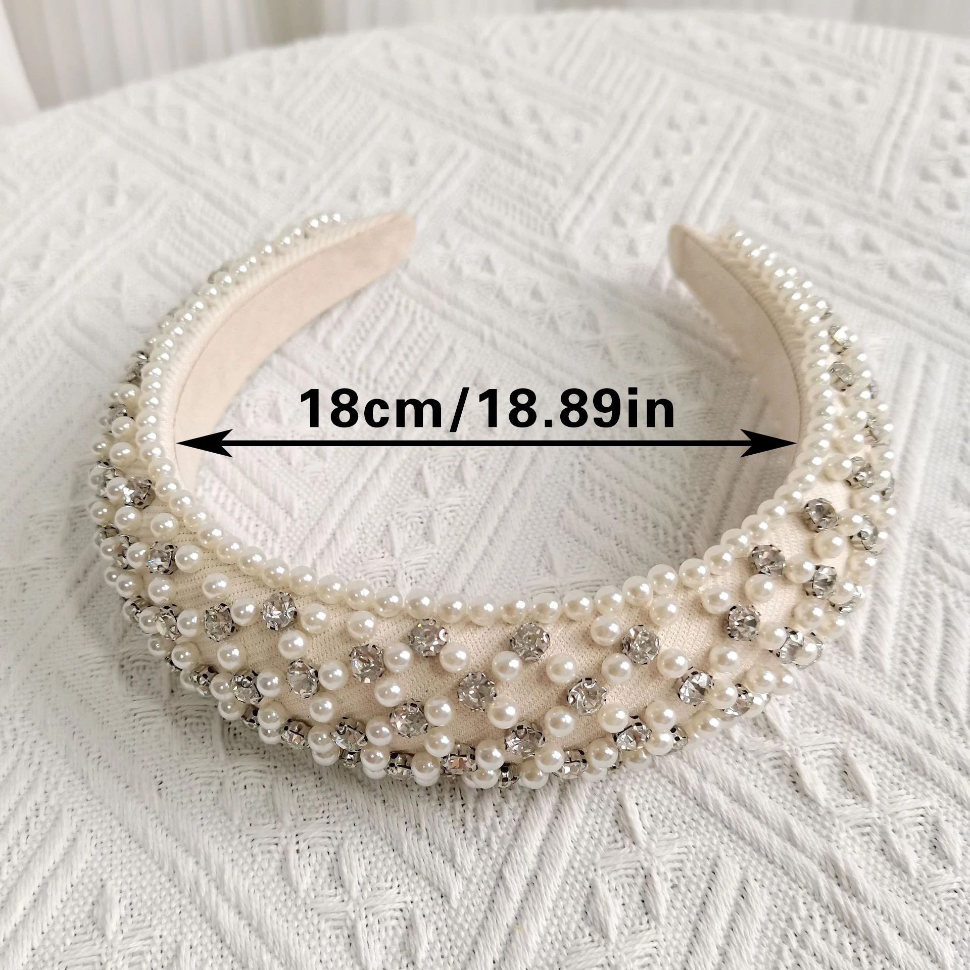 Pearl Headband White Crystal Hair Band Baroque Rhinestone Headbands for Women Girls Elegant Sponge Hair Hoop Hair Accessories