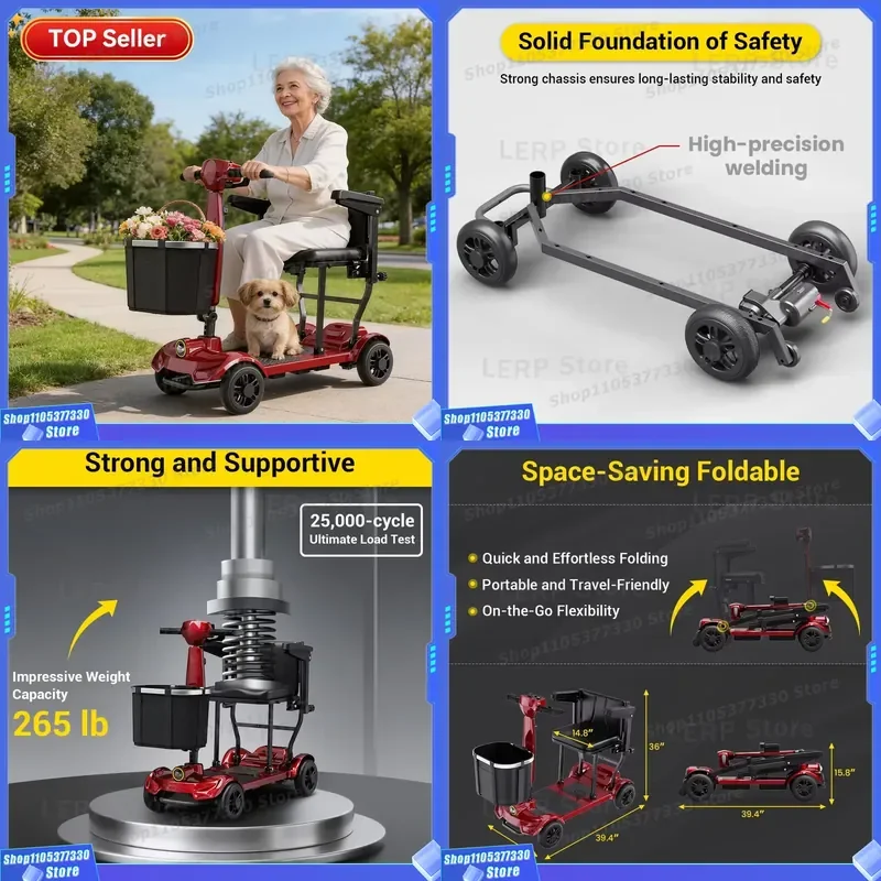 Easwe Hot Sale Lightweight Foldable Mobility Scooter 19kg Portable Travel Scooter Brushless Motor Long Range for USA EU