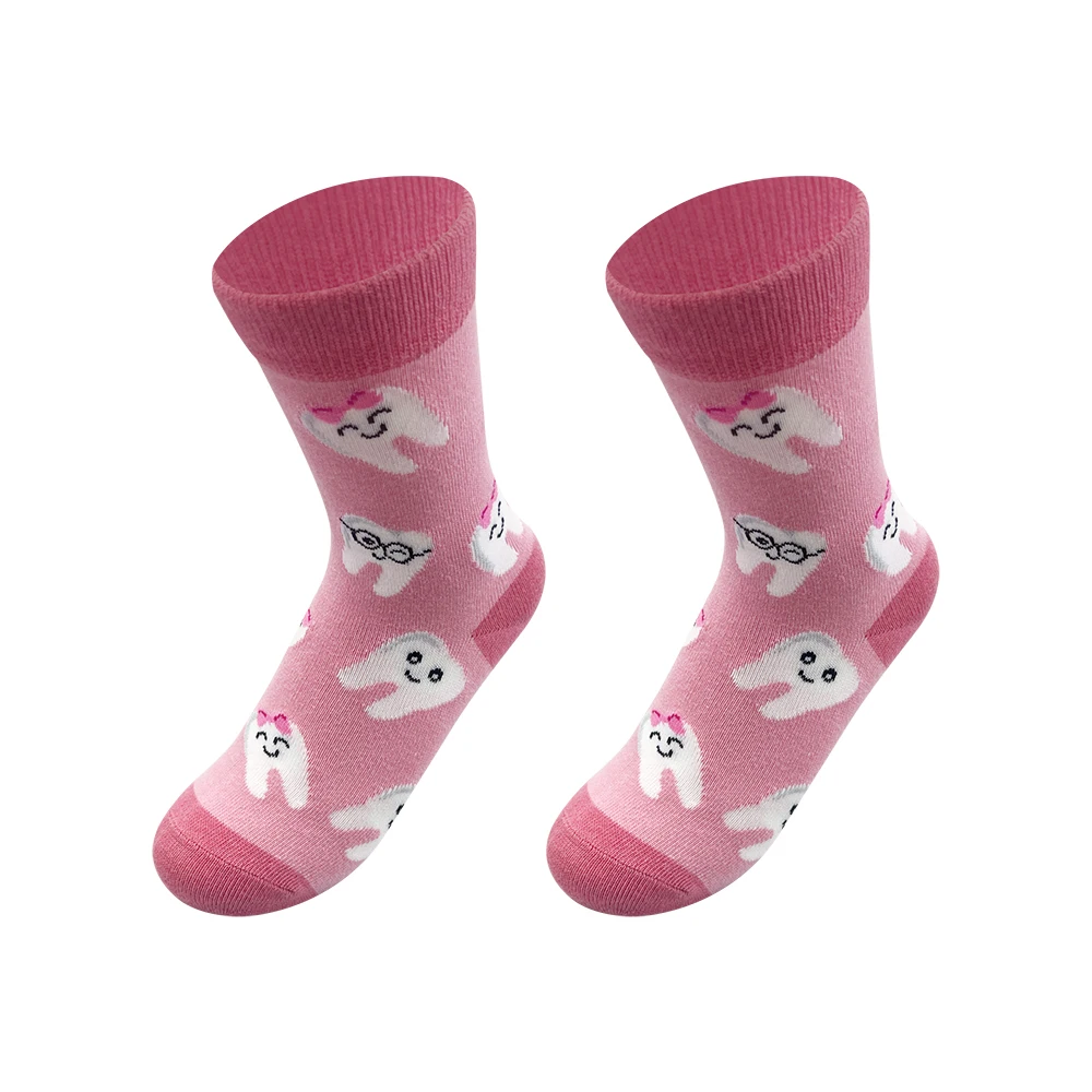 1Pair Dental Teeth shape Sock Fashion Cotton Socks Spring Summer Breathable Stockings Tooth Pattern Socks Dentistry Gifts