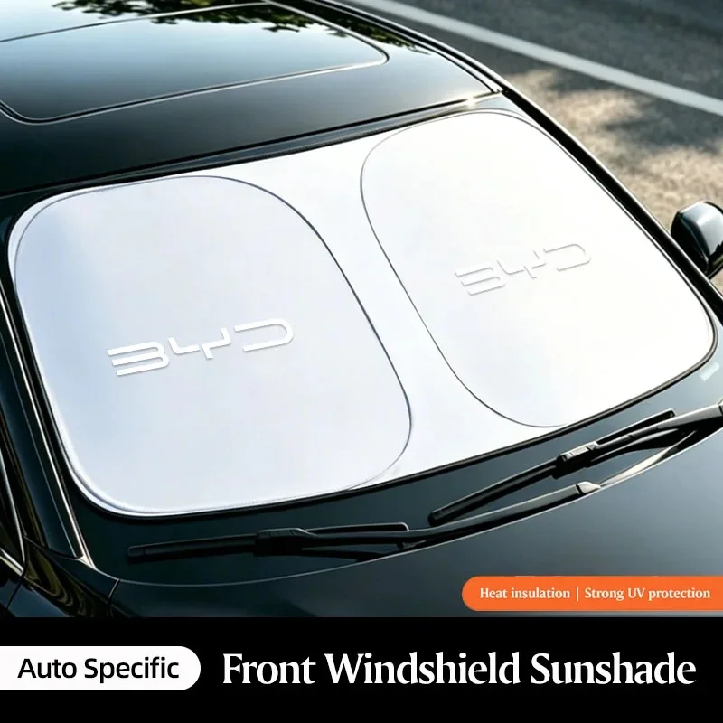 Car Windshield Sun Shade For BYD Atto3 Seal Han Tang Dolphin Song Yuan BYD Logo UV‑Protection Foldable Heat Insulation Interior