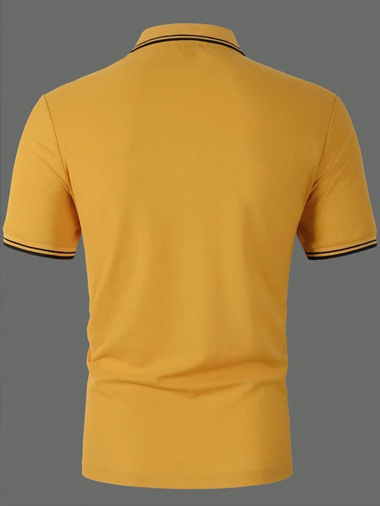 قميص بولو رجالي مطبوع عليه أزرار كاجوال للشارع وأكمام قصيرة