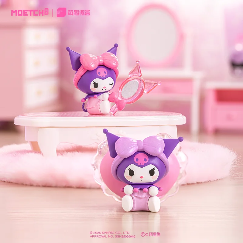 Sanrio kawaii kuromi aconchegante série cottage mini caixa cega figura colecionável brinquedo da moda meninas presente decoração item