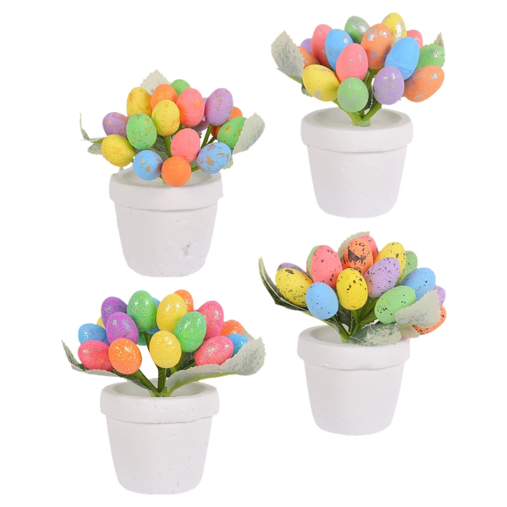 

4Pcs Easter Egg Bonsai Foam Material Long Lasting Easy Maintenance Party Decoration Garden Home Accent Easter Party Decoraiton