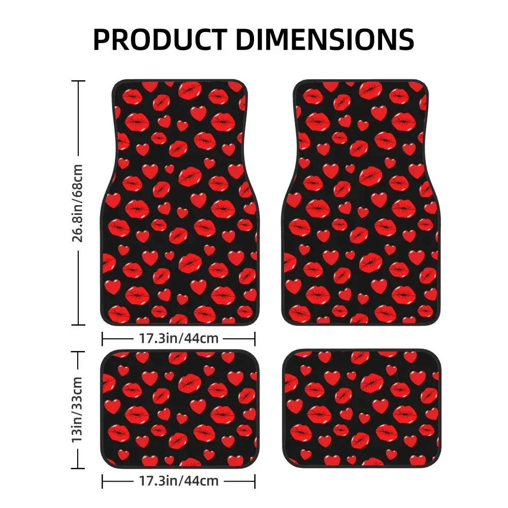 Protect Your Car's Floors in Style with These Red Lips Love Kiss Car Floor Mats - Set of 4  Car Mats