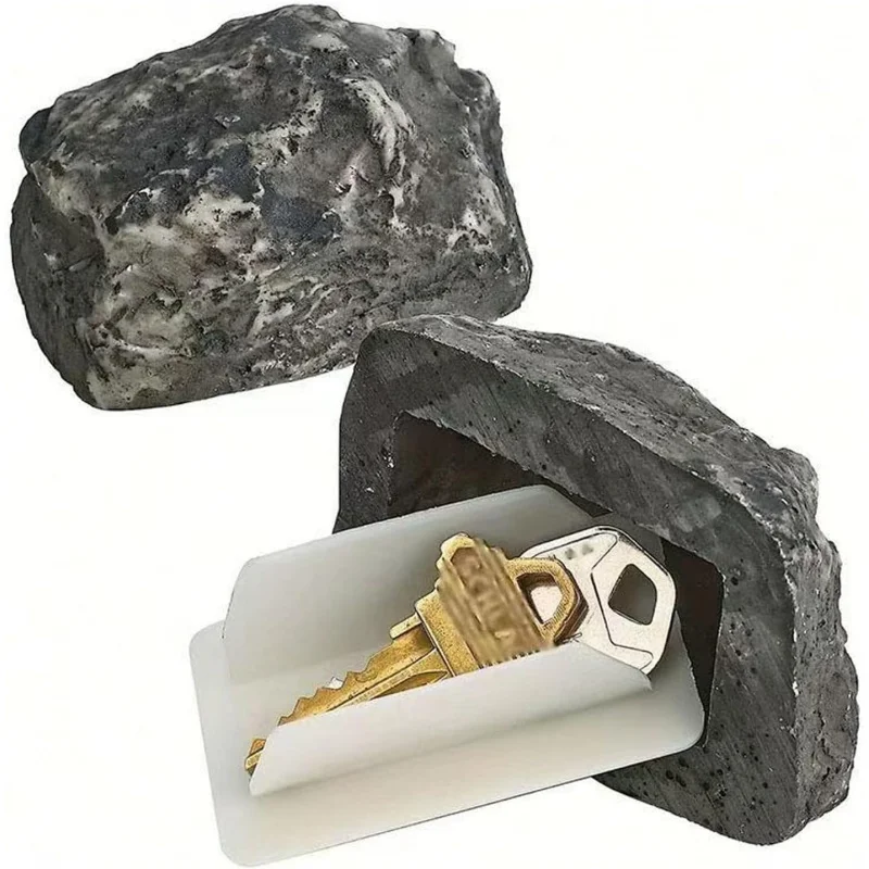 Realistic Rock Key Hider Outdoor,  Durable Weatherproof Fake Rock for Key Storage, for Outside Yard Garden Statues Ornament