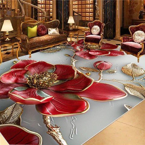 

3D Gorgeous Floral Carpets Living Room European Decoration Sofa Table Area for Rugs Home Bedroom Non-slip Floor Mat Customizable