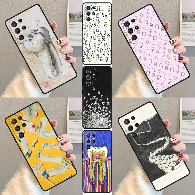 Wisdom Teeth Dentist Tooth Phone Case For Samsung Galaxy S23 S21 S20 FE S24 S22 Ultra Note20 S10 S9 S8 Plus Silicone Cover