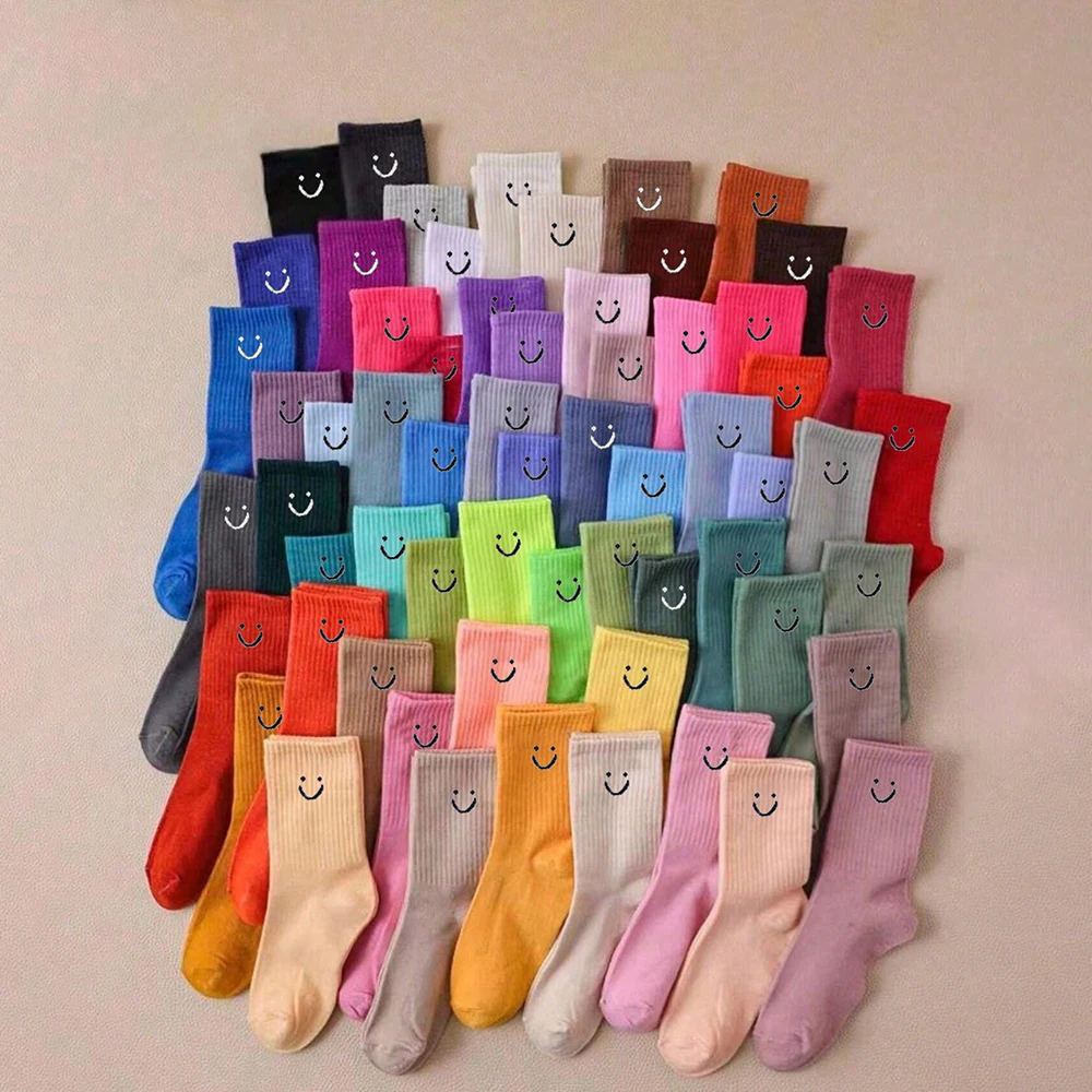 

10/20/30 Pairs Cartoon Pattern Women Men Boys Girls Unisex Couples Sports Socks Mid-Calf Socks Spring Summer Holiday Gifts