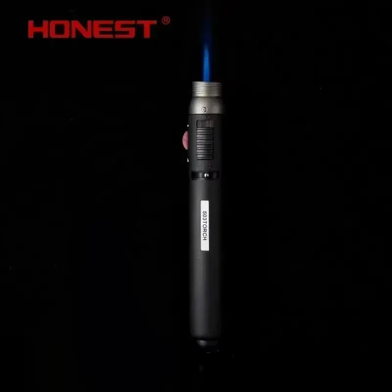 Honest Turbo Dual Jet Butane Lighter Windproof Blue Flame Metal Torch for Cigar Welding Tactical Outdoor Multi-Purpose Survival