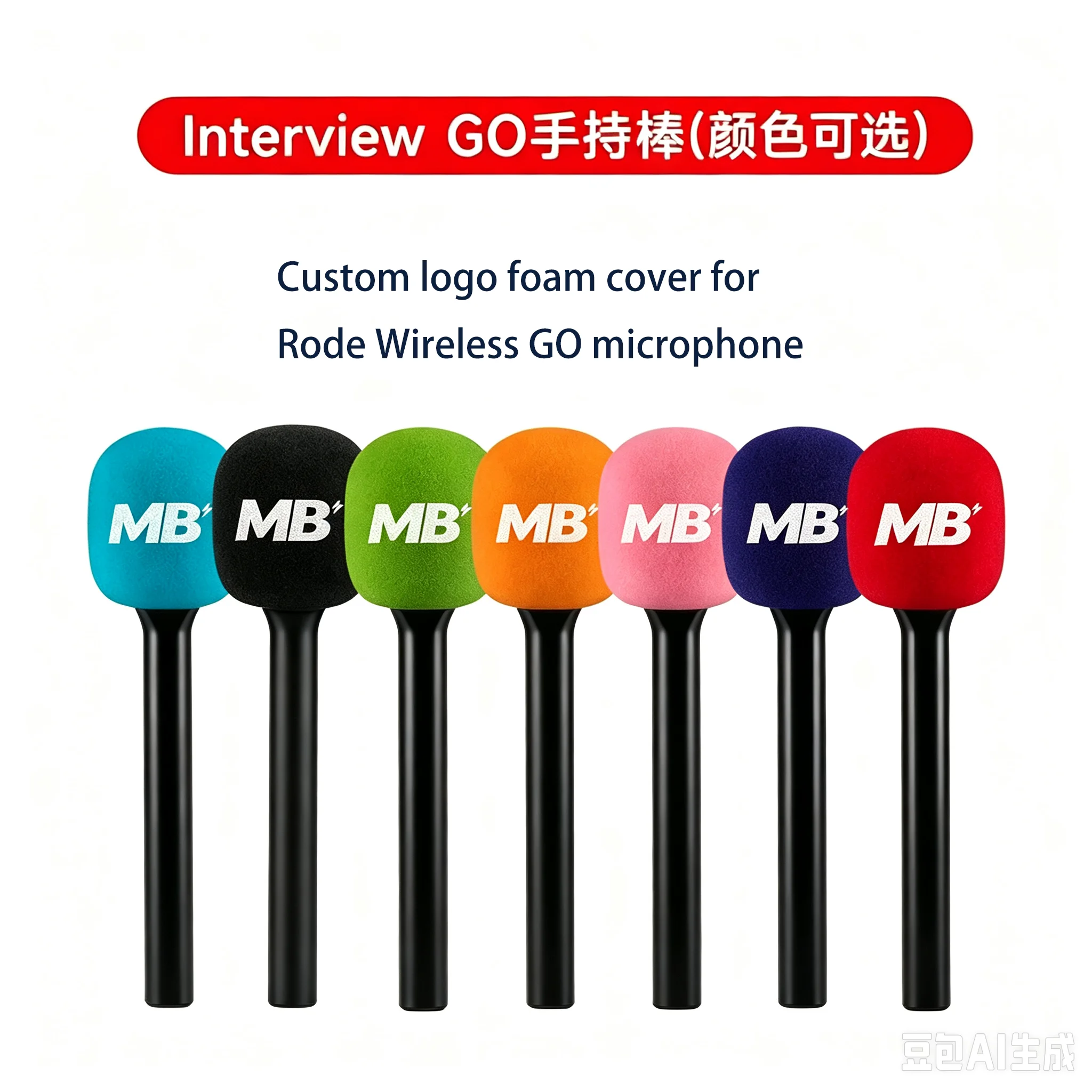 Image of Drahtloses Interviewmikrofon-Handadapter mit Windschutz-Schaumstoff und individuellem Logo für Rode Wireless GO II DJI Mic, winddichter Schwamm