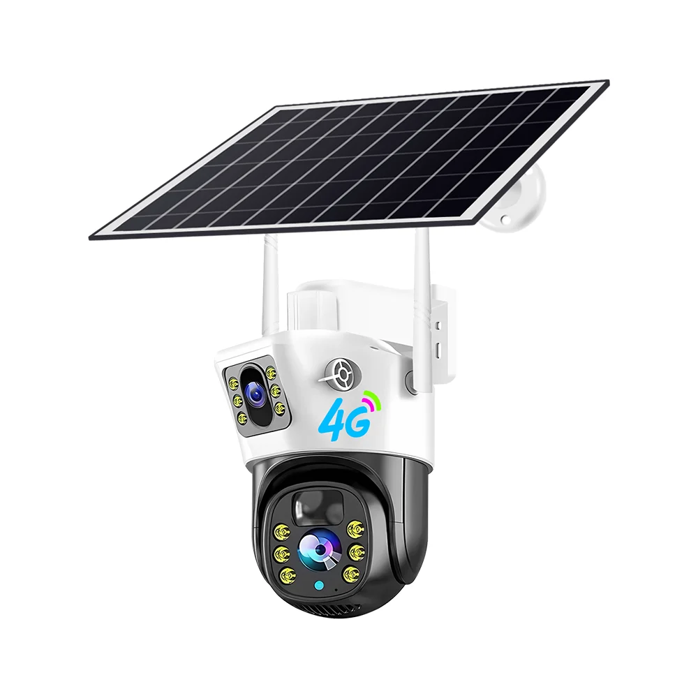 

V380 4mp 4G Solar Dual Lens Ptz Camera Cctv Security Outdoor 4g Powered Cameras Surveillance Dual Lens 4G Solar Camera