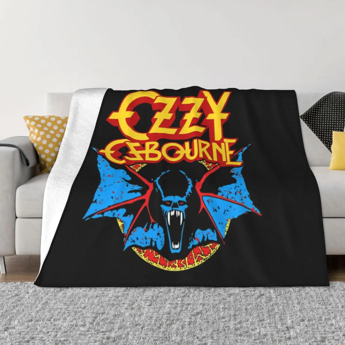 Ozzy Osbourne Classic Bat Throw Blanket Fluffy Shaggy for sofa Blankets