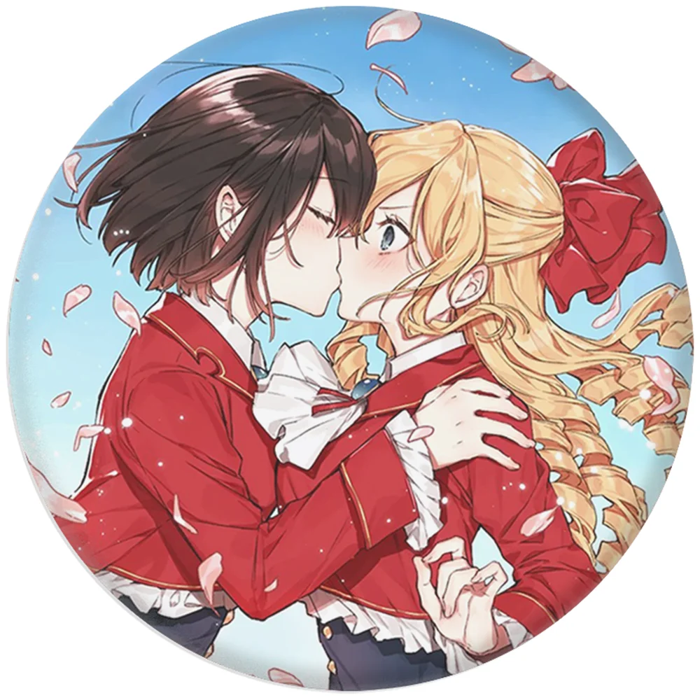 58mm 애니메이션 나는 악당 티엘라와 사랑에 빠졌습니다. ‌   클레어 프랑수아즈 ‌   코스프레 의상 배지 핀 SPTE Tinplate 브로치 소품 크리스마스 선물