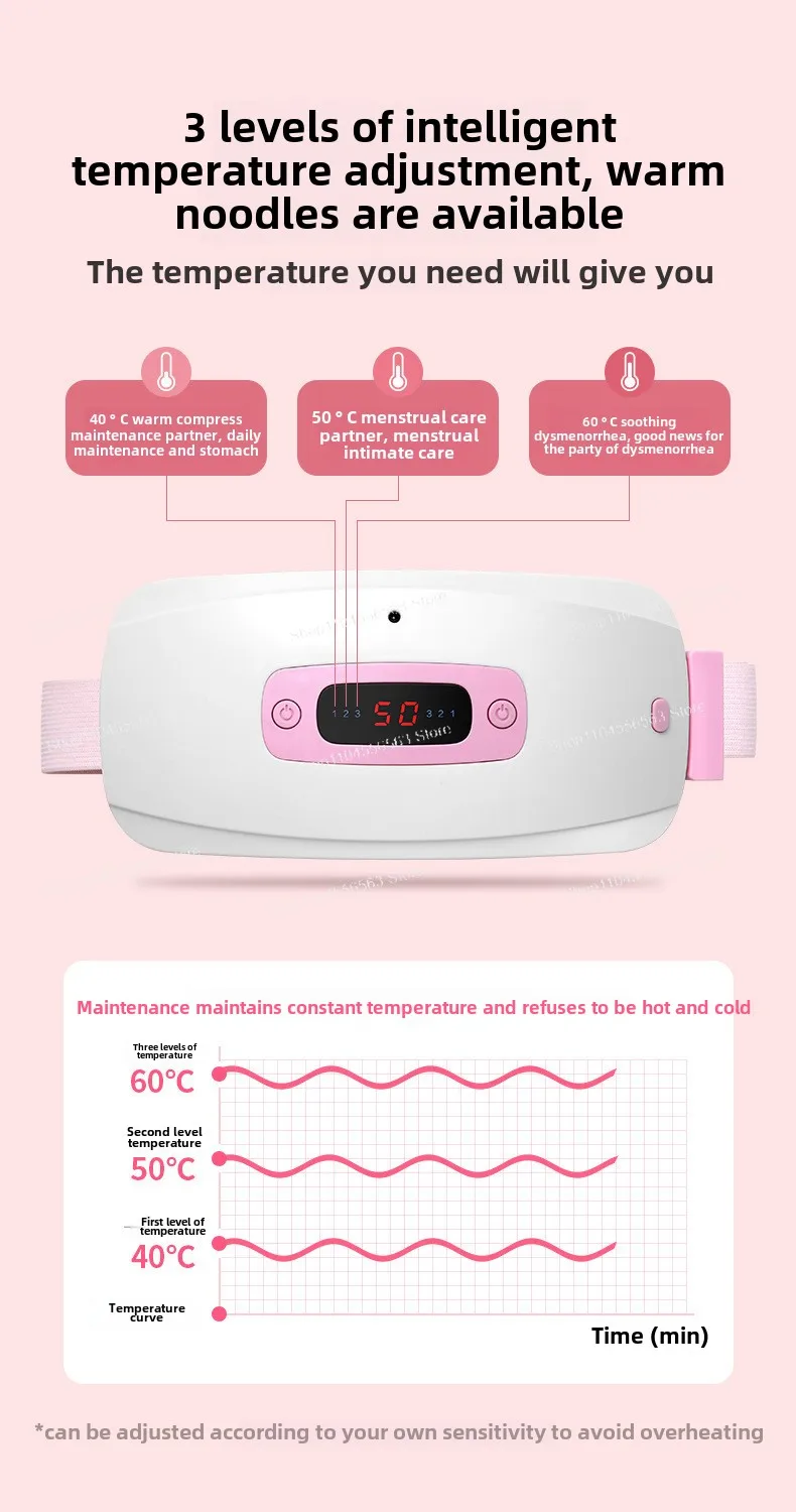 Cinto de aquecimento de palácio, tesouro de aquecimento de palácio de tia de meninas, compressa quente, massagem de cinto de cintura, cinto de aquecimento