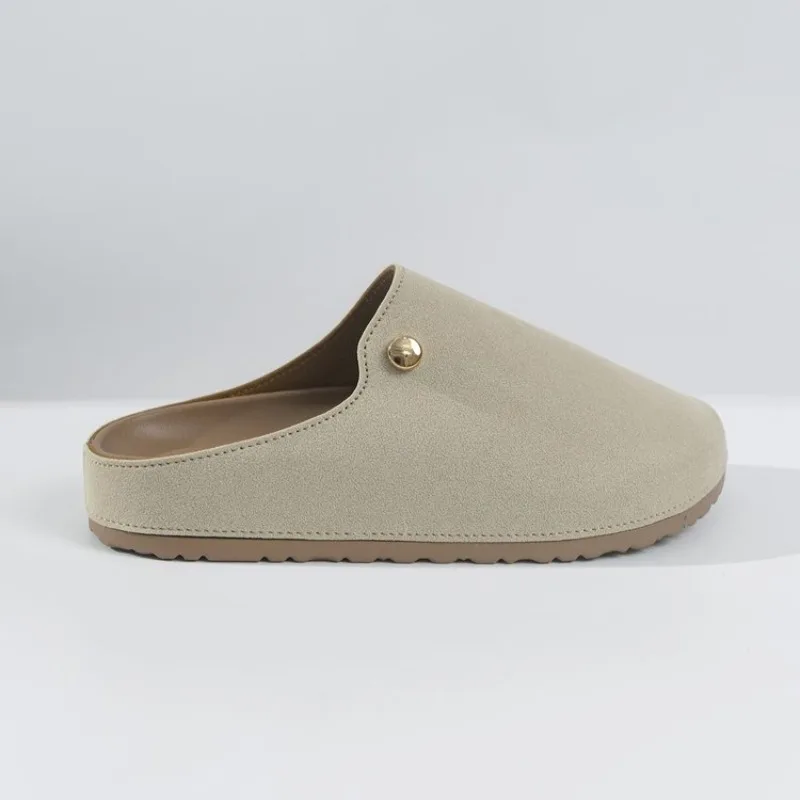 2026 Frühling Damen Baotou Pantoffeln Neu Runde Zehenpartie Tiefer Schaum Weiches Rindsleder Weiche Sohle Rutschfest Verschleißfest Flache Schuhe – Detail 6