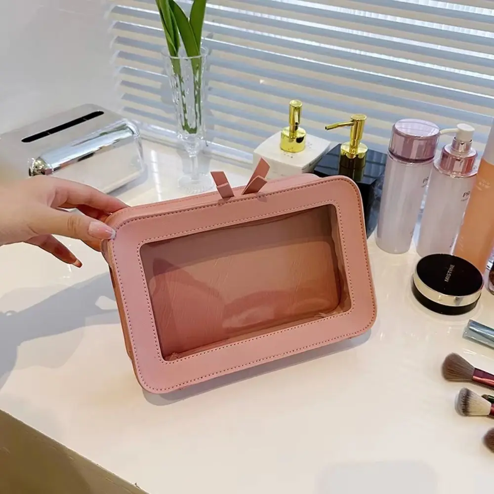 

Large Capacity Travel Cosmetic Bag Dual Zipper Closure Square Portable Makeup Pouch Easy Carry-On Waterproof Women Wash Pack