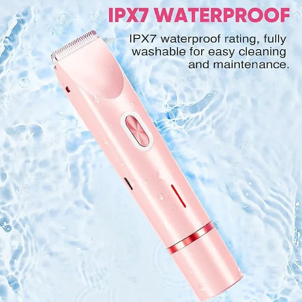 1/2/3 Sets wiederaufladbarer Damen-Haarschneider mit zwei Schneidköpfen, wasserdichter Bikini-Rasierer (IPX7), R-förmige, sichere Klinge für den gesamten Körper und das Gesicht – Detail 6
