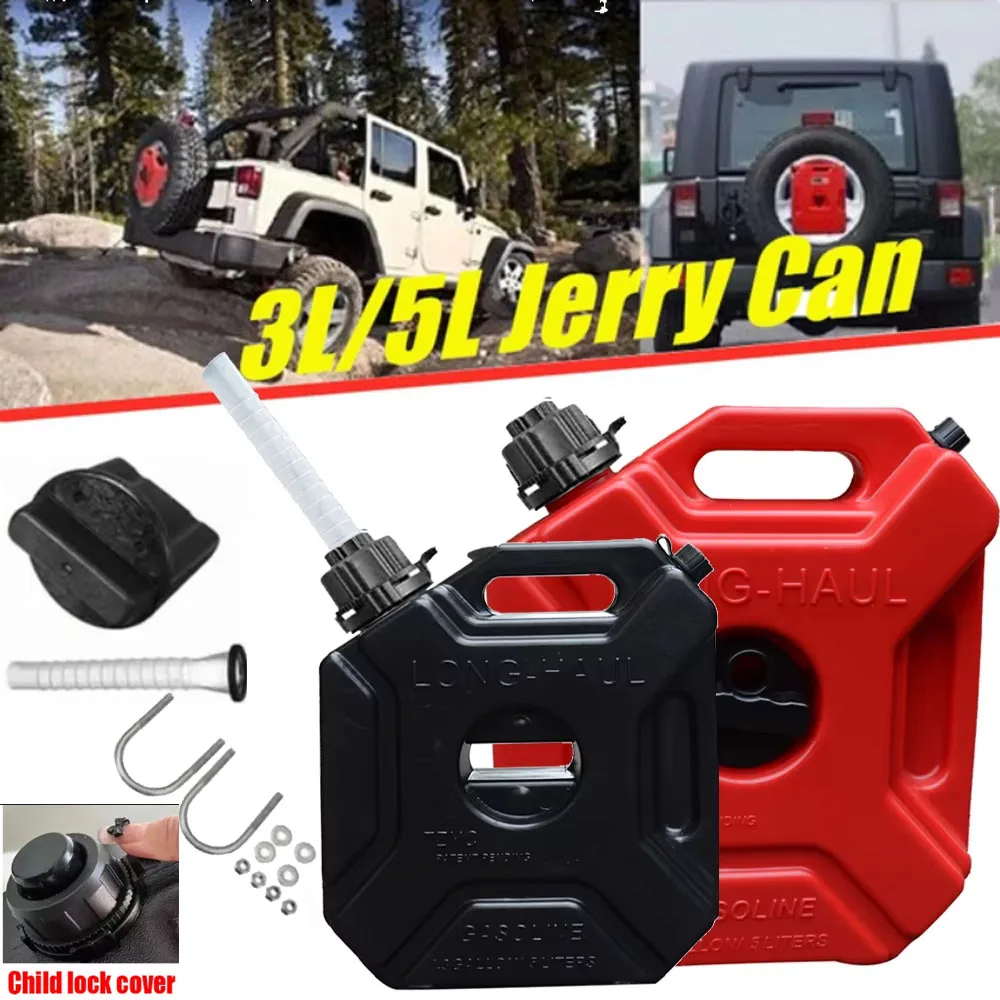 

NEW 3/5L Portable Plastic Cans Gas Fuel Tank Backup SUV Motorcycle Accessories Petrol Diesel Storage Gas Tank with Lock