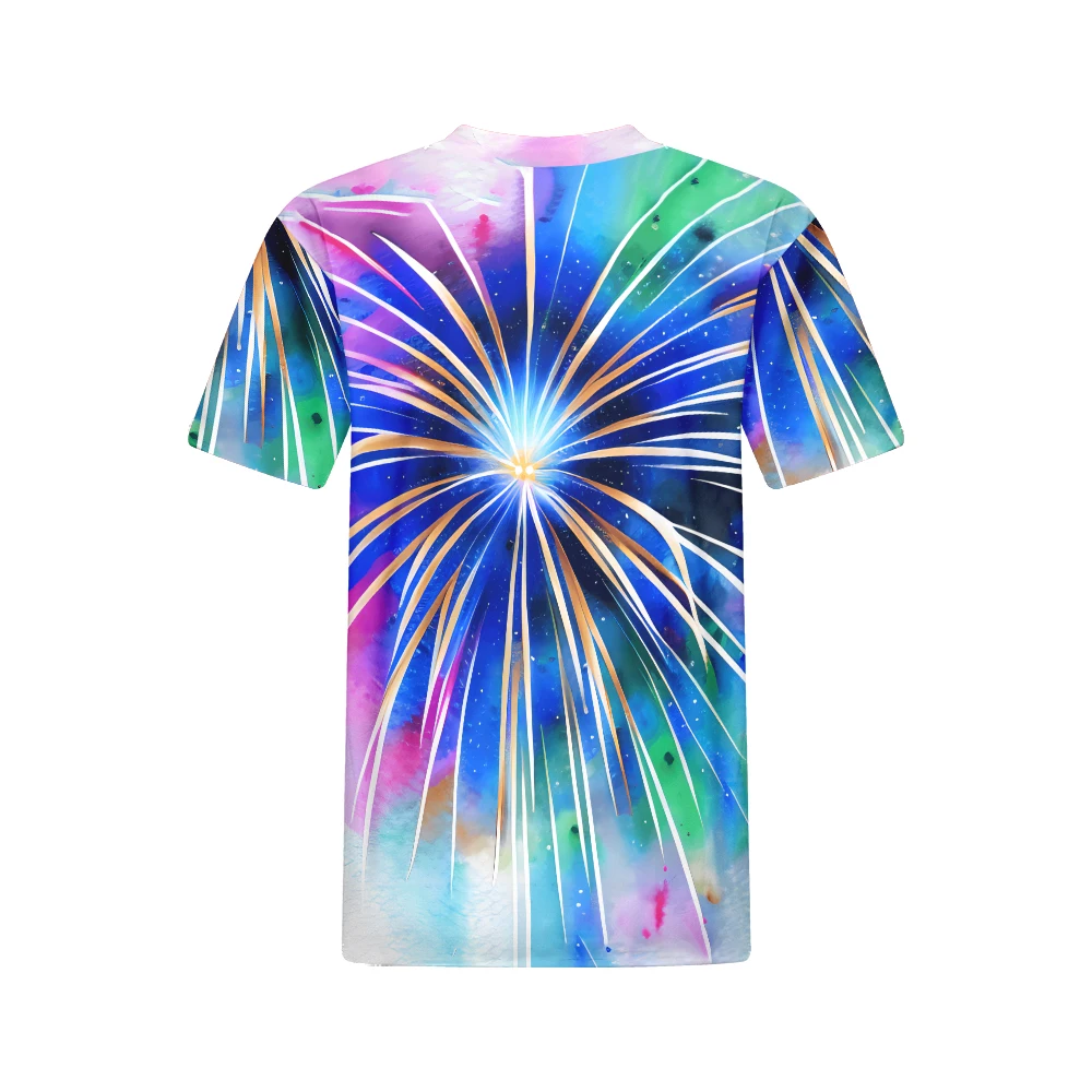 Elegant Gradient Tie Dye 3D Print T Shirts For Fashion Fireworks Display Pattern Women T shirts 2024 New Summer Tees Shirts Tops