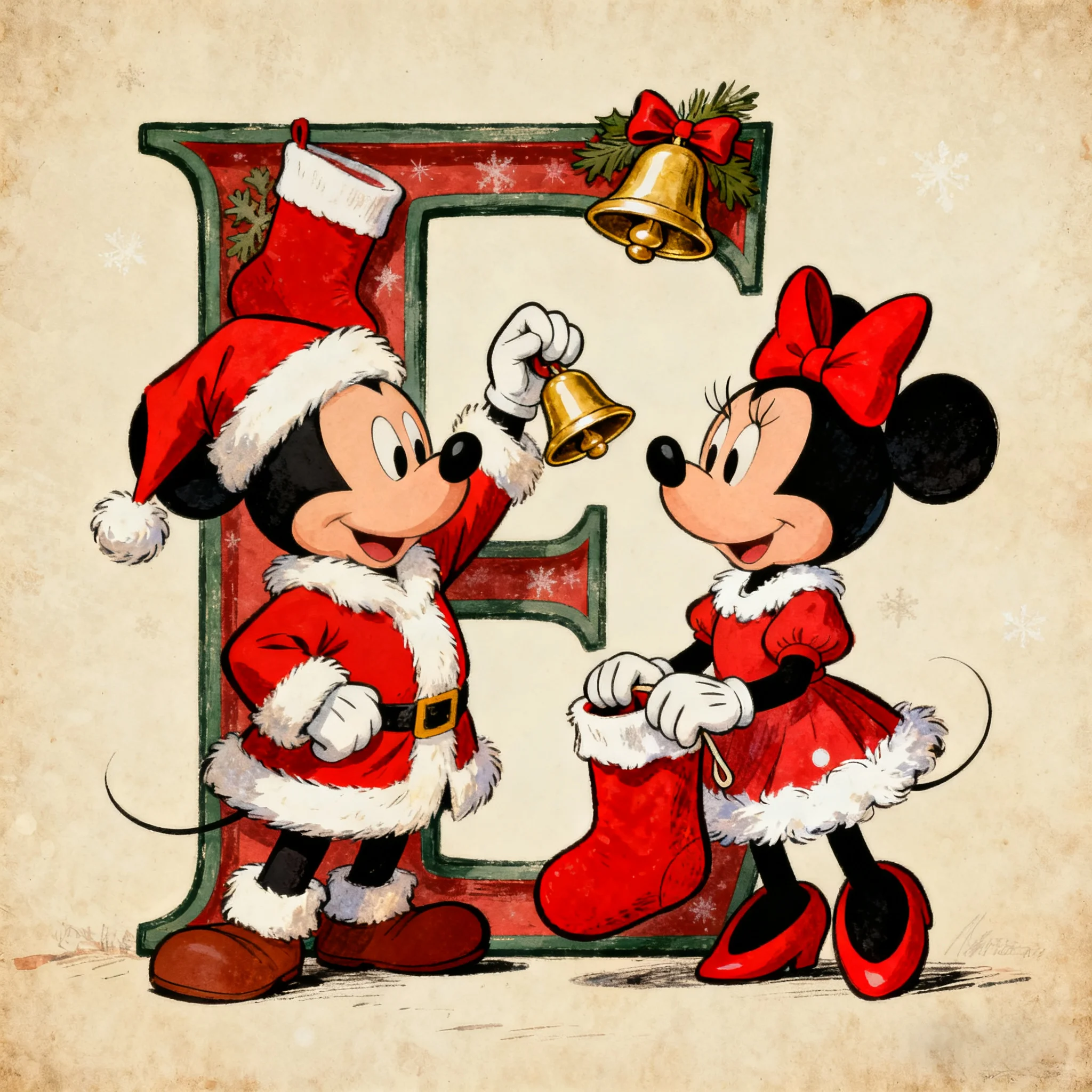 طقم طلاء ماسي لعيد الميلاد مع ملابس ميكي وميني سانتا مع شجرة مزخرفة ورقائق الثلج لديكور جدران المنزل وفن معلق