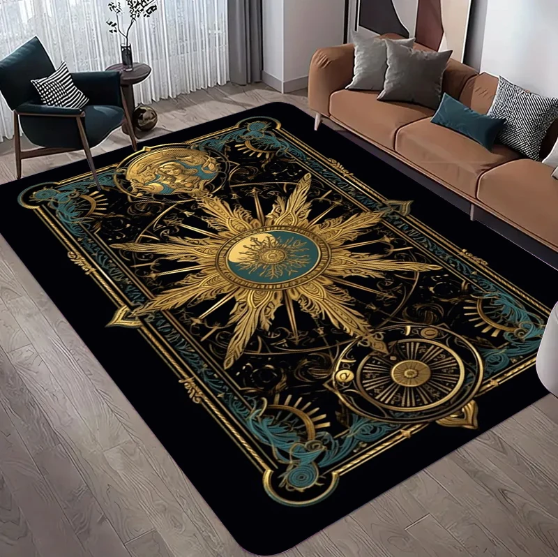 Luxury Black & Gold Baroque Rug Ornate Floral Medallion Entryway Doormat NonSlip Easy Clean Opulent Decor Carpet for Home Room