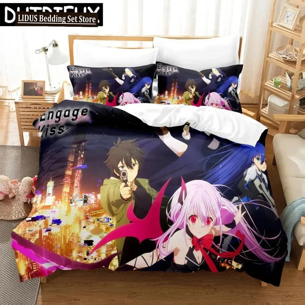 

Engage Kiss Anime Bedding Set Quilt Cover Twin Full Queen King Size With Pillowcases Bed Set Aldult Bedroom Decor Gift